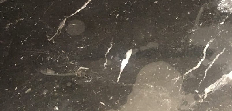 Etched Nero Marquina marble worktop