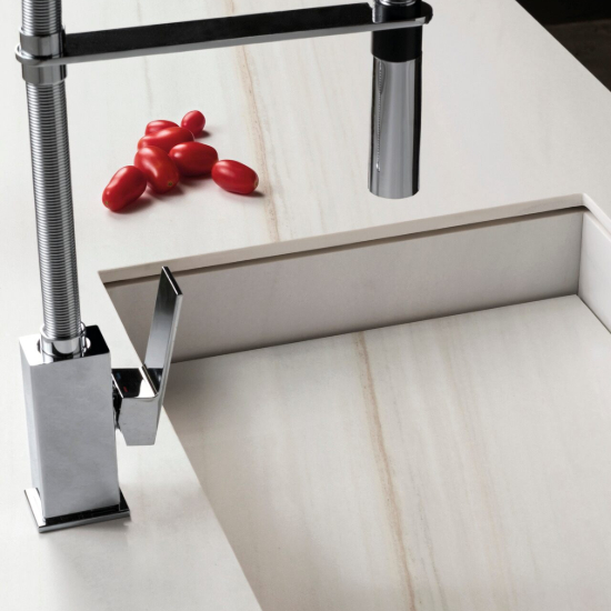 SapienStone Bianco Lasa kitchen worktop sink