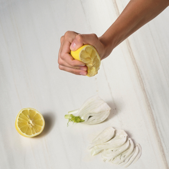 SapienStone Bianco Lasa kitchen worktops lemon