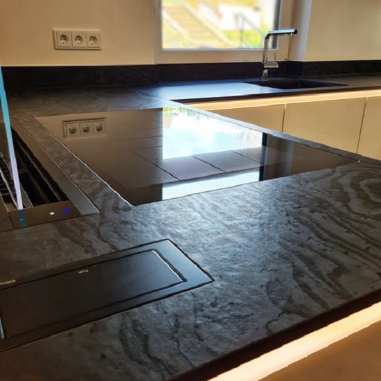 Dekton Liquid Embers textured kitchen worktop