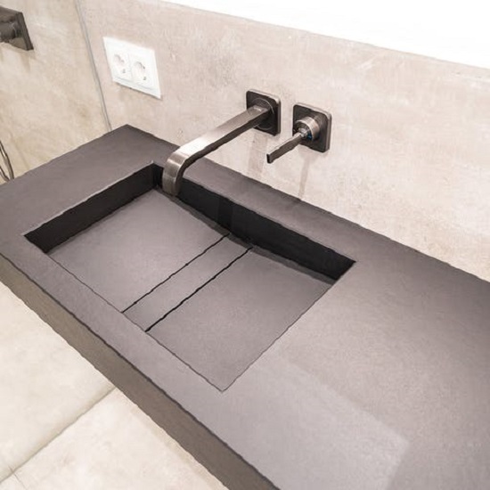 Dekton Sirius bathroom sink recessed drainer