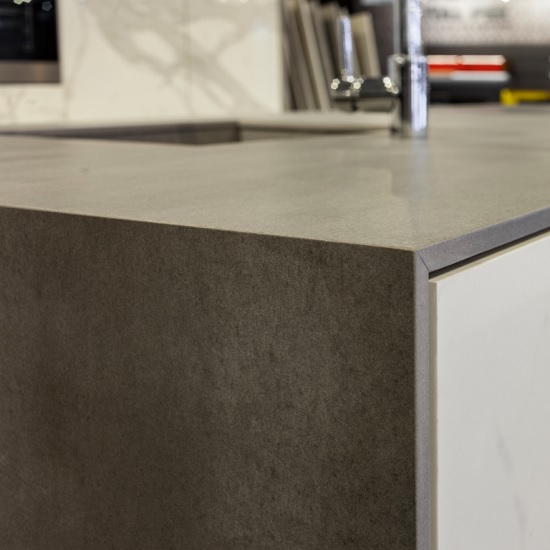 Sapienstone Grey Earth kitchen worktop mitred edge