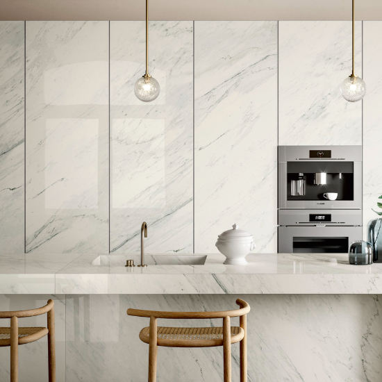 Sapienstone Premium White kitchen worktop cladding