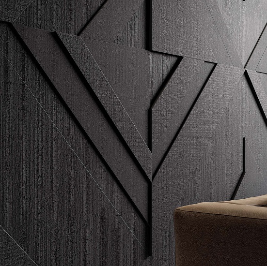 Infinity Nero Granite textured living room wall