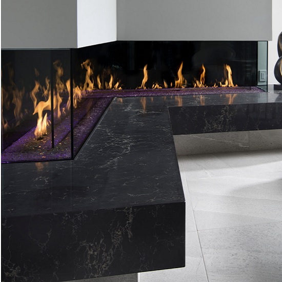 Caesarstone Vanilla Noir fireplace surround