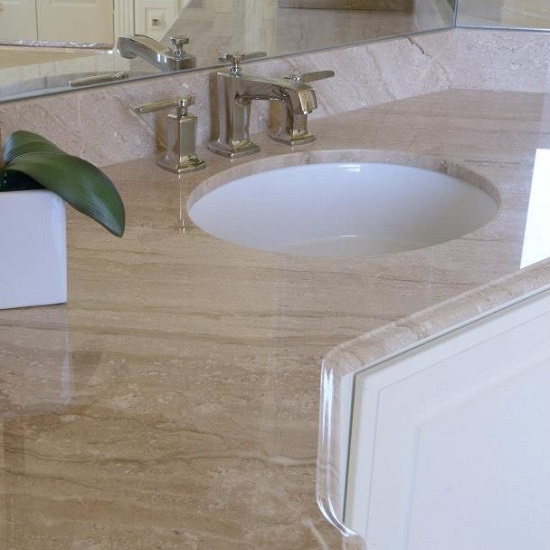 Daino Reale marble bathroom worktops