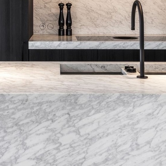 Bianco Brouille marble kitchen worktop
