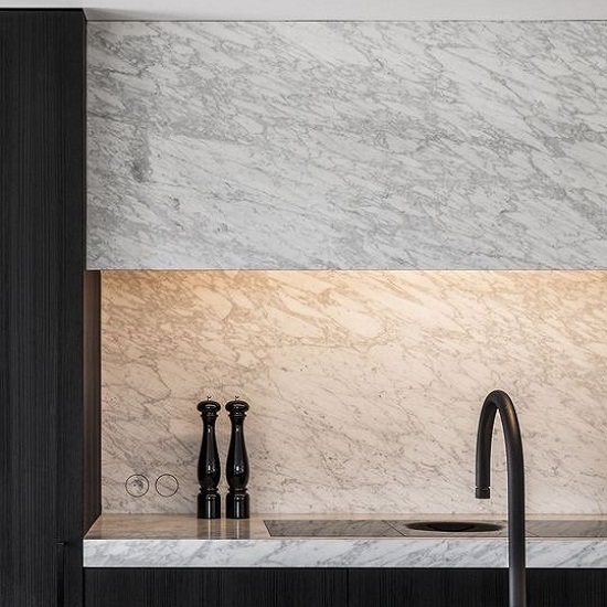 Bianco Brouille marble kitchen worktops