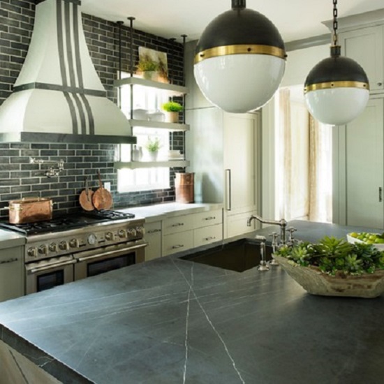 Pietra Grey marble honed kitchen