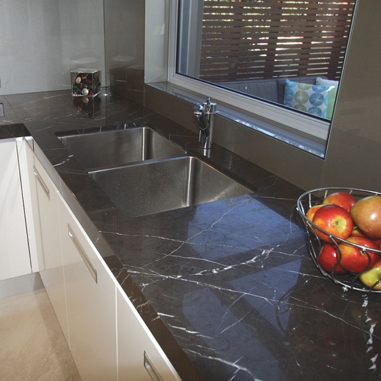 Pietra Grey marble kitchen worktop