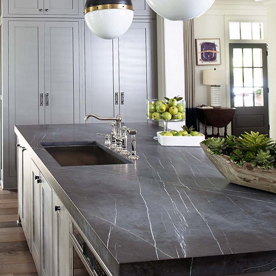 Pietra Grey marble kitchen