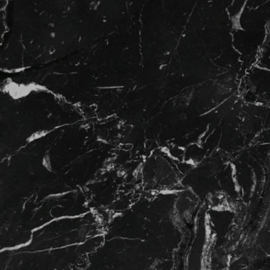 a wall in a black room covered with Nero Marquina marble