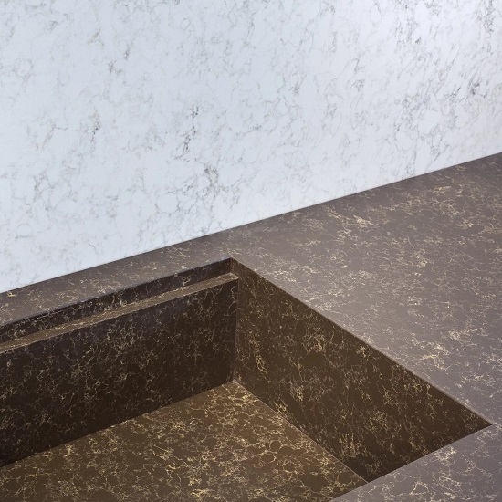 a bespoke sink made from Quartzforms Imperial Brown quartz