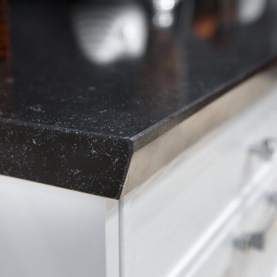 a photo of a Quartzforms Veined Africa worktop with shark nose edge details
