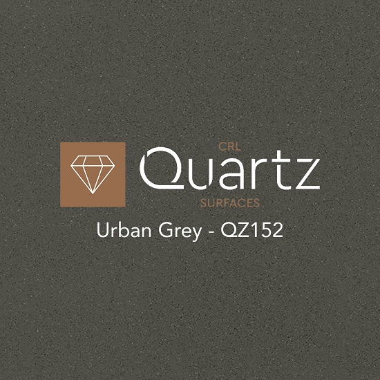 a close up of CRL Quartz Urban Grey and the product's description and code