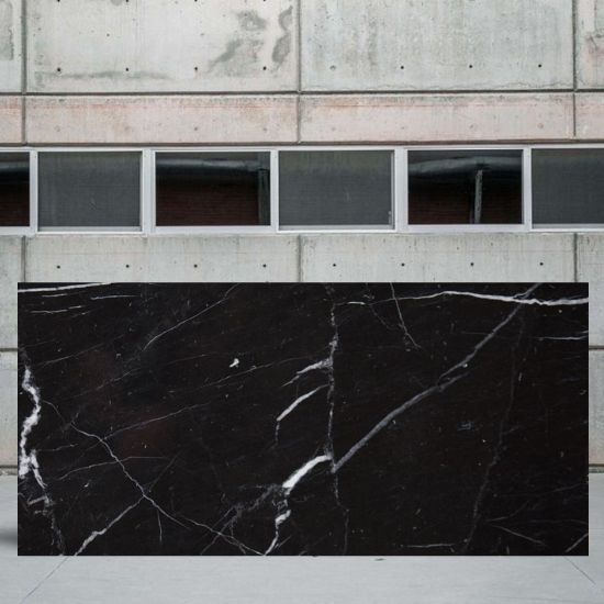 an image of a Nero Marquina marble slab with fine vein