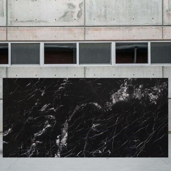 an image of a Nero Marquina marble outside a yard