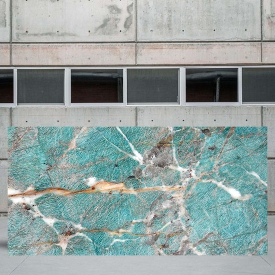 an image of an Amazonite quartzite slab for worktops