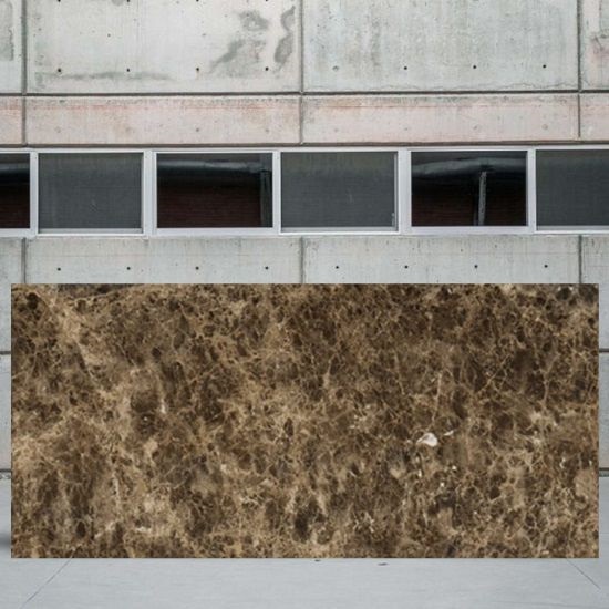 an image of an Emperador marble slab outside a yard