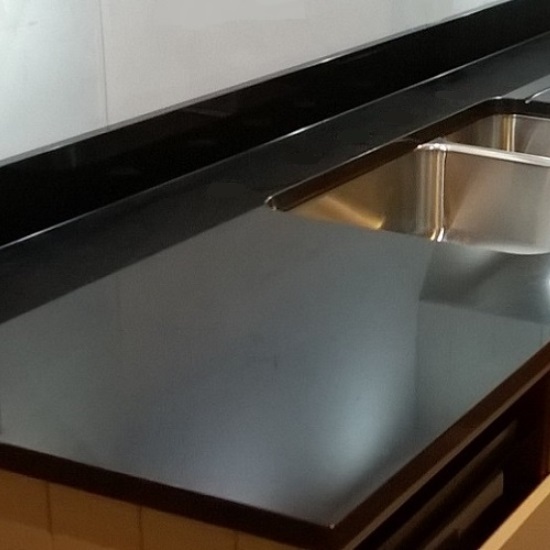 a photo of an Indian Black granite kitchen worktop