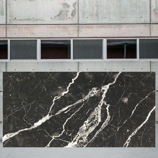 an image of a Nero Marquina honed marble slab for worktops