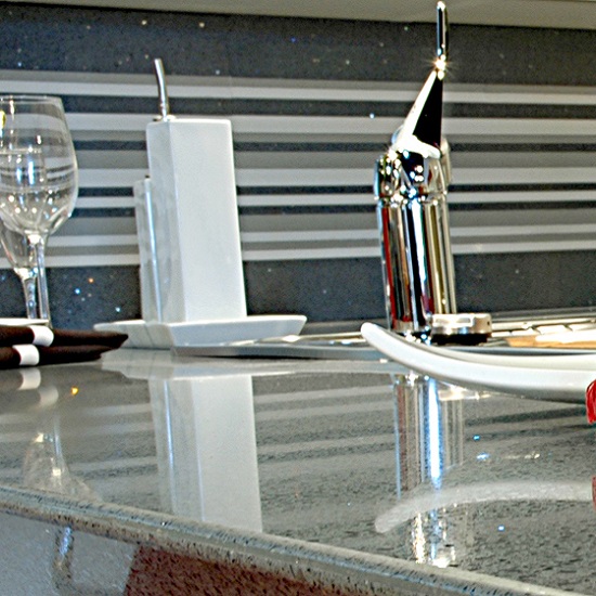 a photo of Compac Astral Titaneo polished quartz worktops