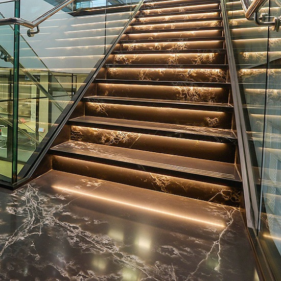 a photo of a staircase made from Compac Ice Max Black
