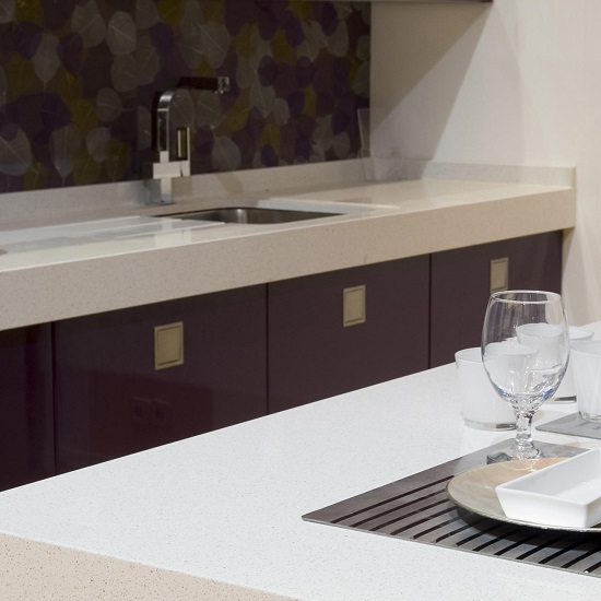 a photo of a contemporary kitchen with Compac Moon countertops