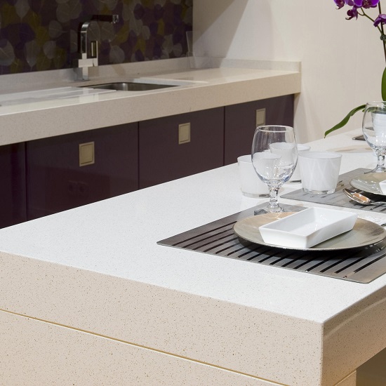 a photo of a kitchen with Compac Moon 3cm worktops
