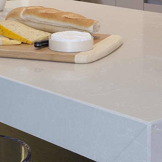 a photo of a Unistone Crema Marfil worktop in a polished finish