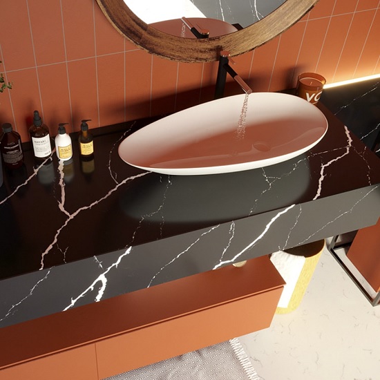 a Unistone Nero Marquina vanity top