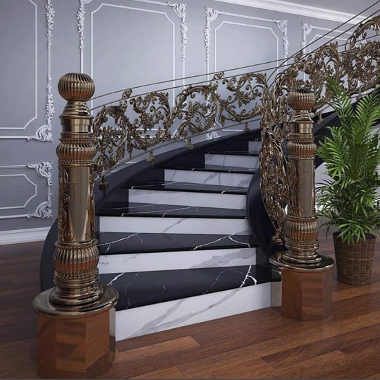 a Unistone Nero Marquina stair