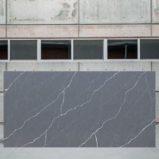 an image of a Unistone Pietra Grey quartz slab