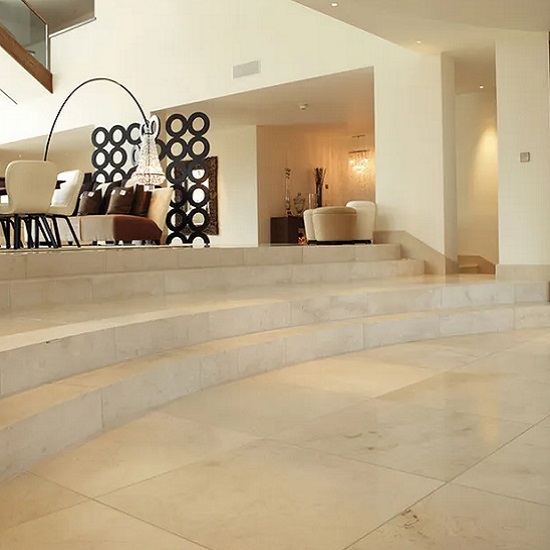 Botticino marble stairs and floor
