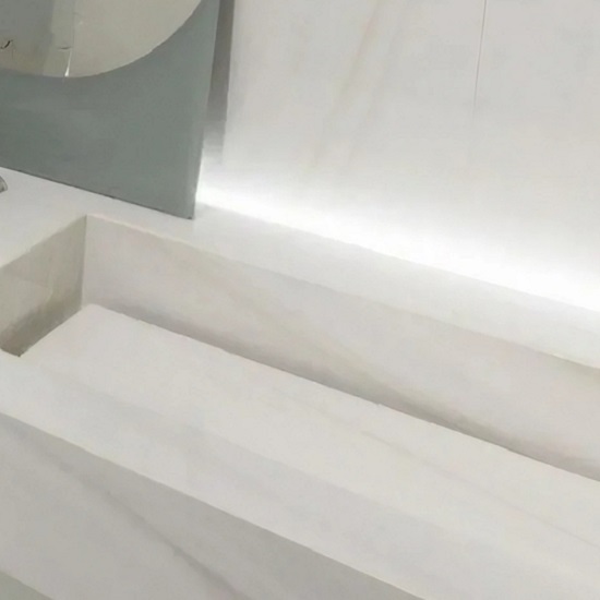Bianco Lasa marble worktop bespoke sink
