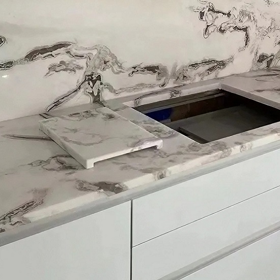 Dover White marble kitchen worktops