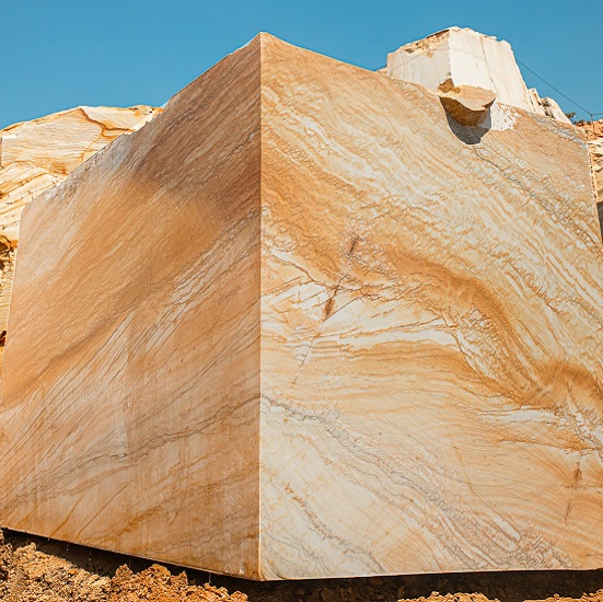 a Gold Macaubas quartzite block in a quarry