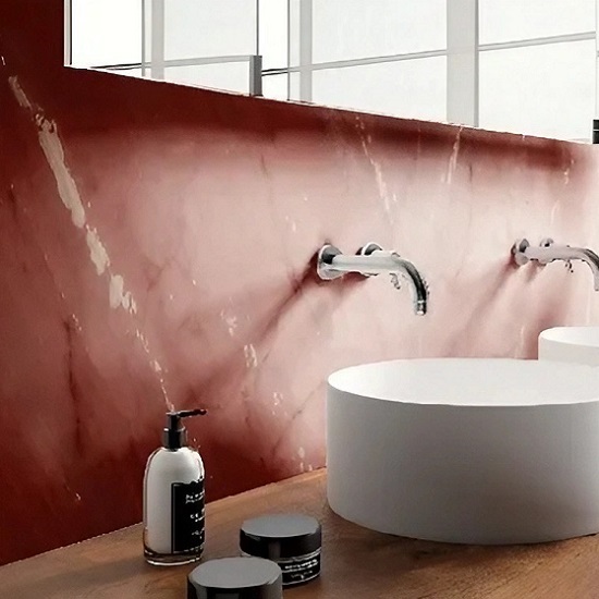 Jasper Red quartzite bathroom wall vanity