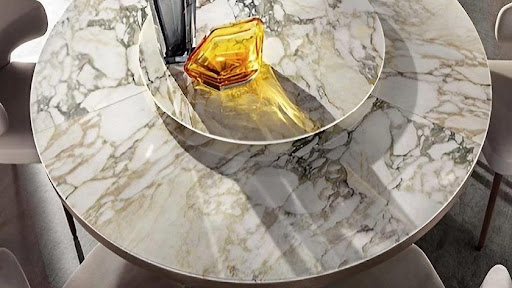 tabletop made from Arabescato Oro Vagli marble