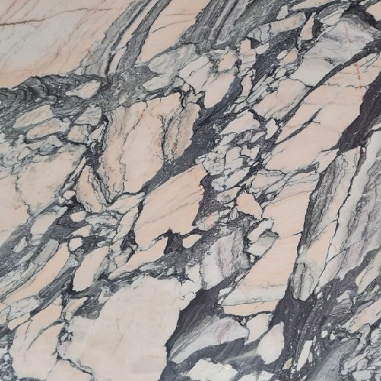 a close-up photo of Arabescato Rose marble