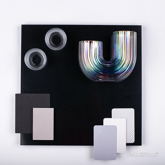 an image of a Technistone Crystal Vulcano design mood board