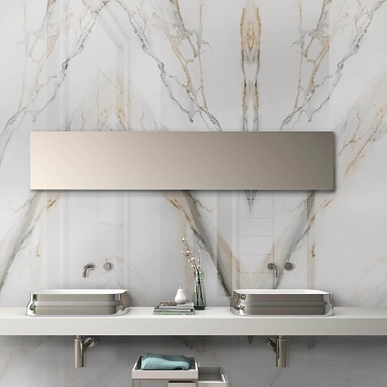 a photo of a bathroom vanity and a splashback in Arklam Atlantis Gold