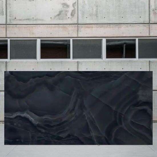 an image of Black Onyx slab outside a stoneyard