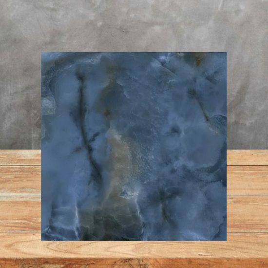 an image of a Blue Onyx sample and a grey background