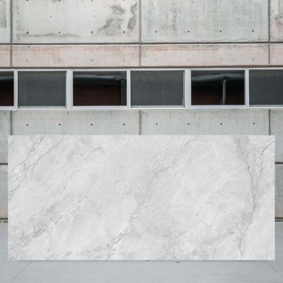an image of an Arklam Brazil Super White slab outside a a stone yard