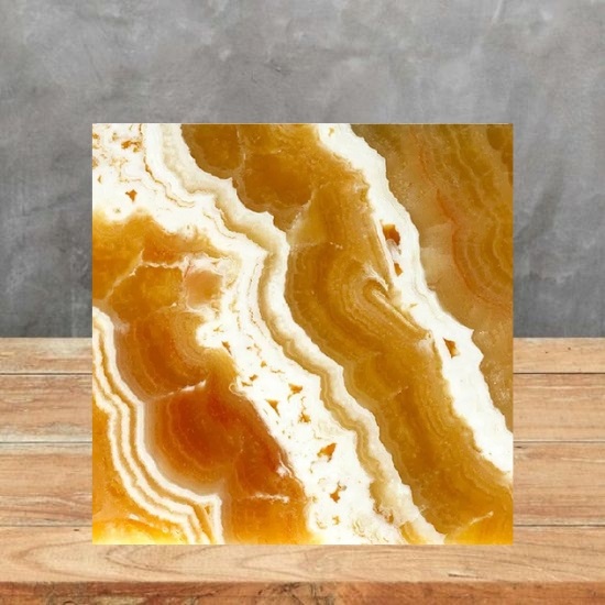 an image of an Orange Onyx sample and a grey background