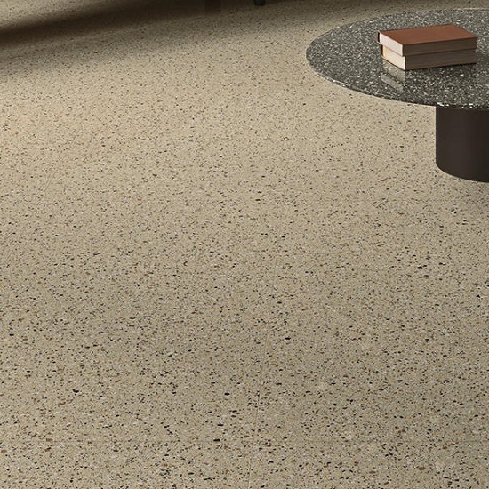 a photo of Cappuccino terrazzo floor tiles and a coffee table