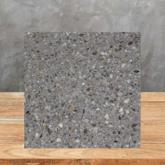 an image of a grey Terrazzo Moncervetto sample and a grey background
