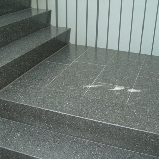 a photo of floor tiles in terrazzo Antracite by Agglotech