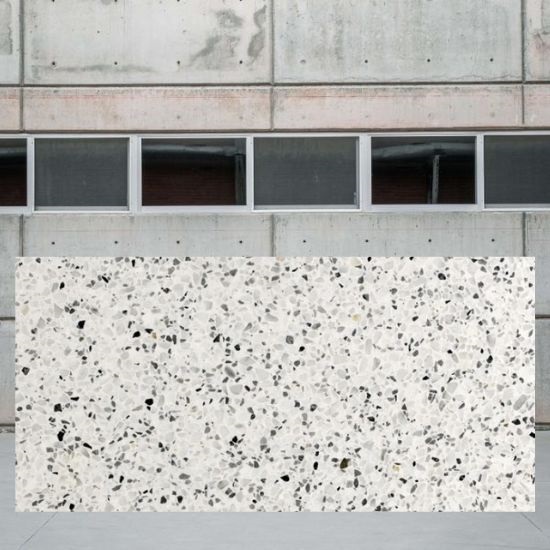 an image of a white and black Terrazzo Pepesale Agglotech SB101 slab